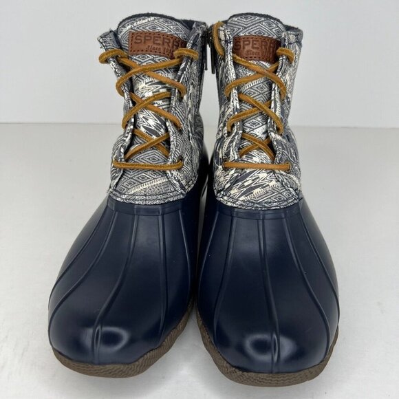 Sperry Top-Siders Womens STS97761 Blue Geometric Ankle Size 7.5 Rain Boots - Picture 3 of 9